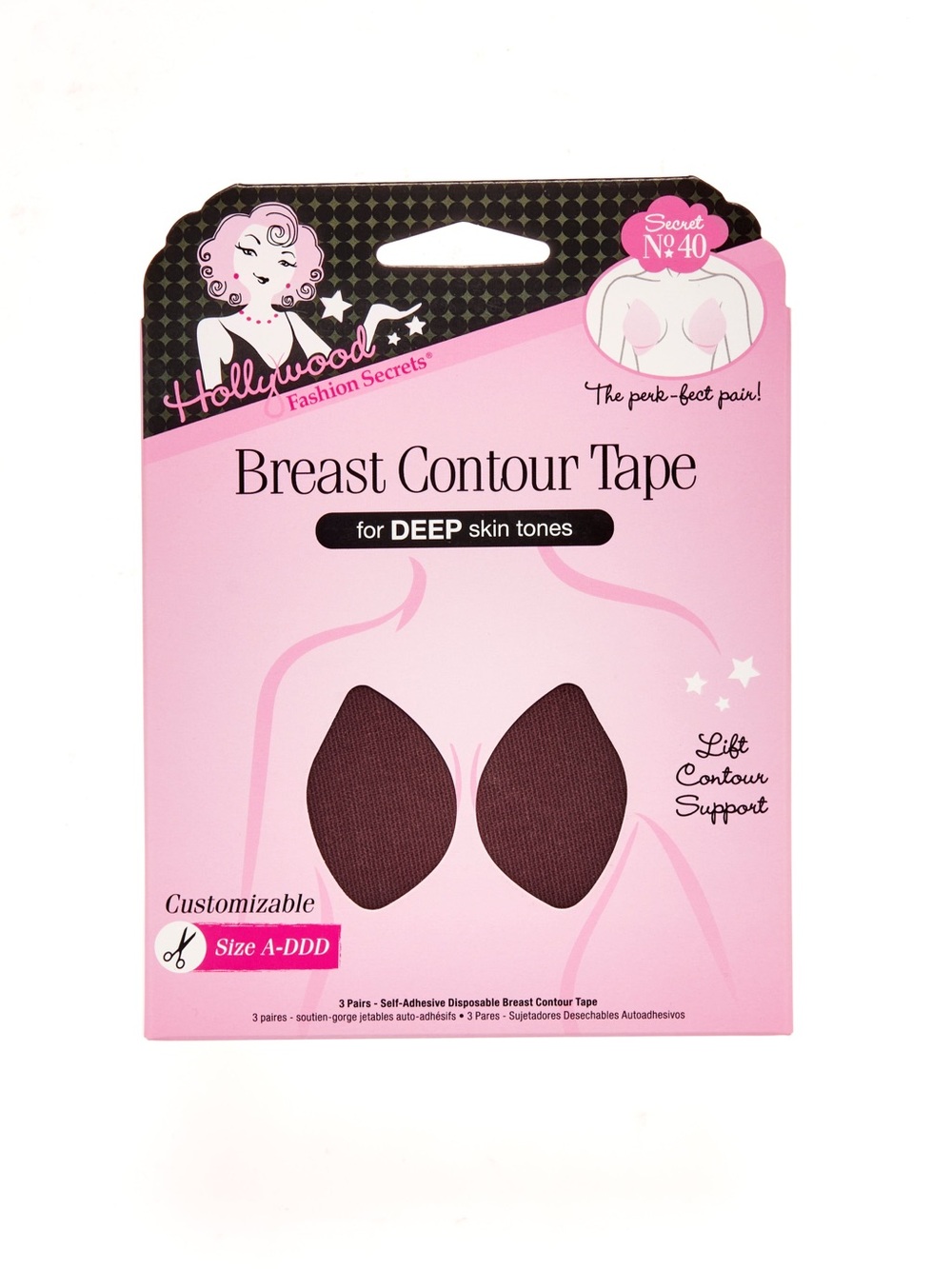 Hollywood Fashion Secrets Breast Contour Tape — Deep Skin Tones (Brown)